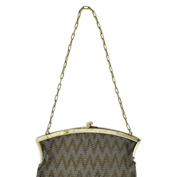 Herringbone Vintage Metal Mesh Bag Light Repair Needed - Picture 2 of 10